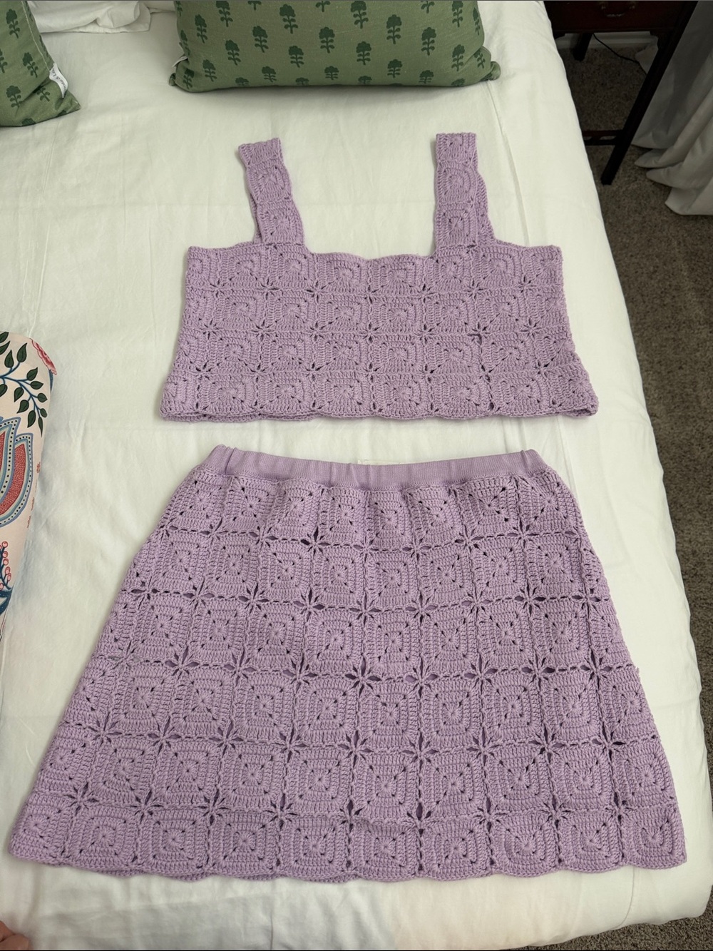 Lavender Crochet Set - Cropped Tank and Skirt